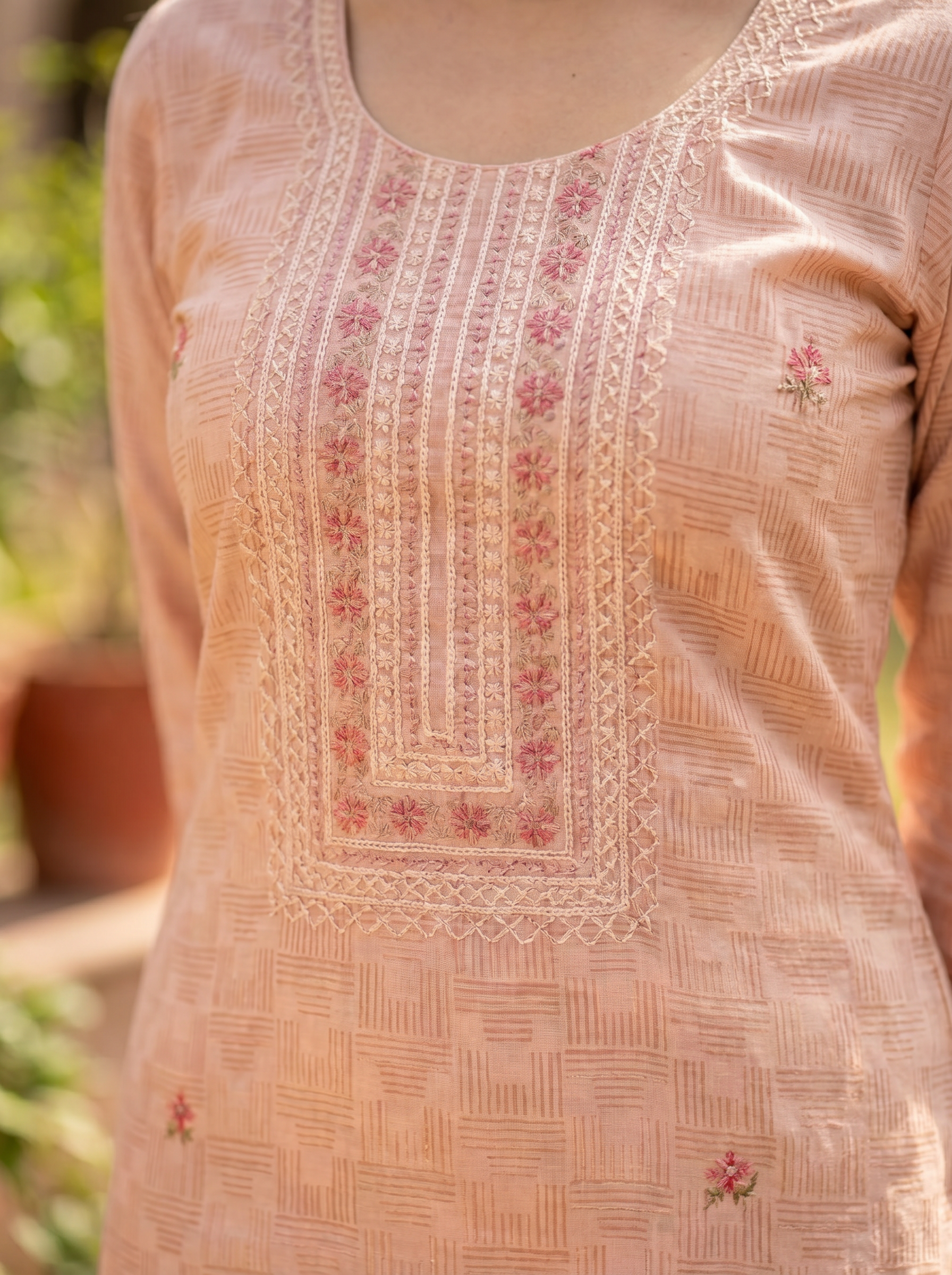 Elegant Peach Embroidered Salwar Kameez Set